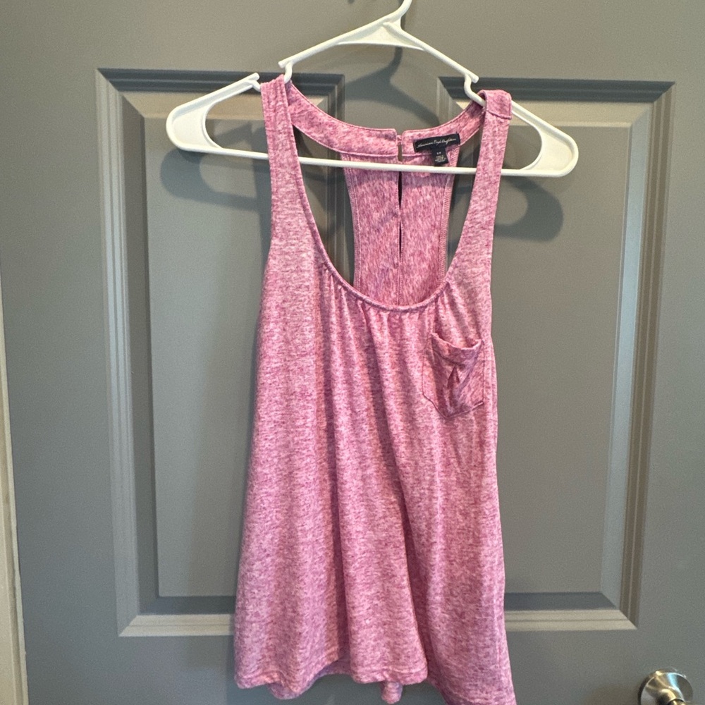 American Eagle Outfitters Pink Heather Racerback Tank Top